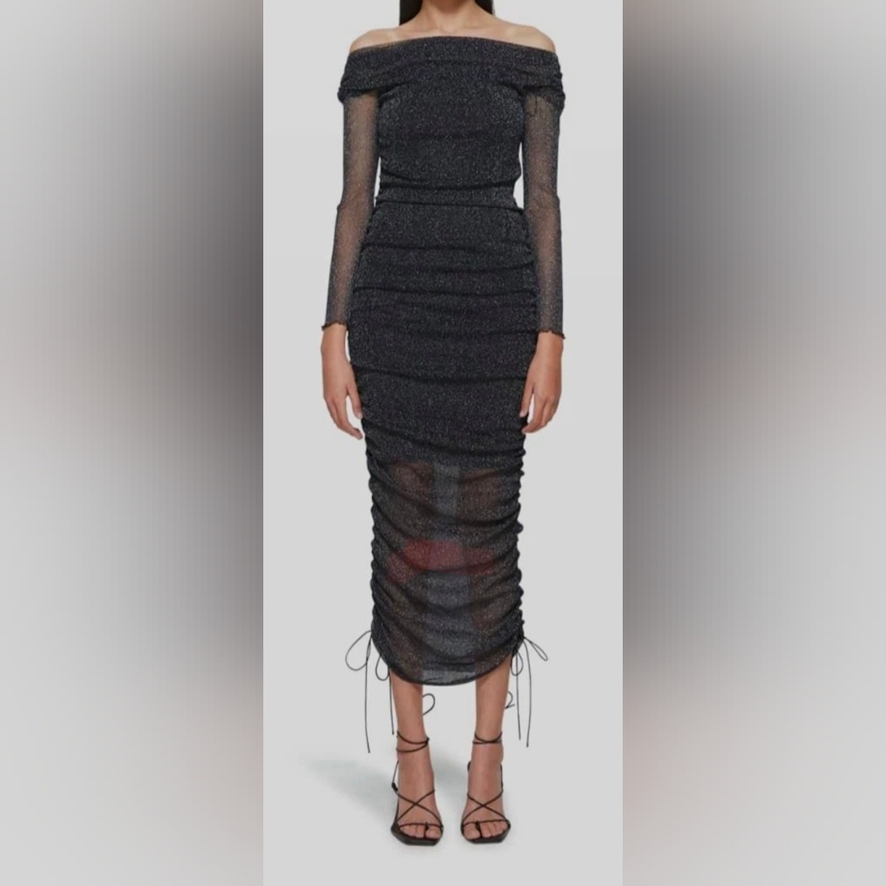 Jonathan Simkhai Black Ruched Pencil Skirt